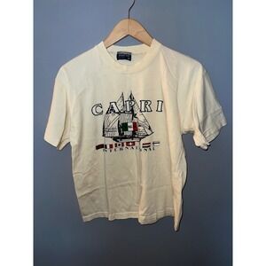 Vintage Albatros Capri Italy Sailing Ship Graphic T-Shirt Cream Mens Medium